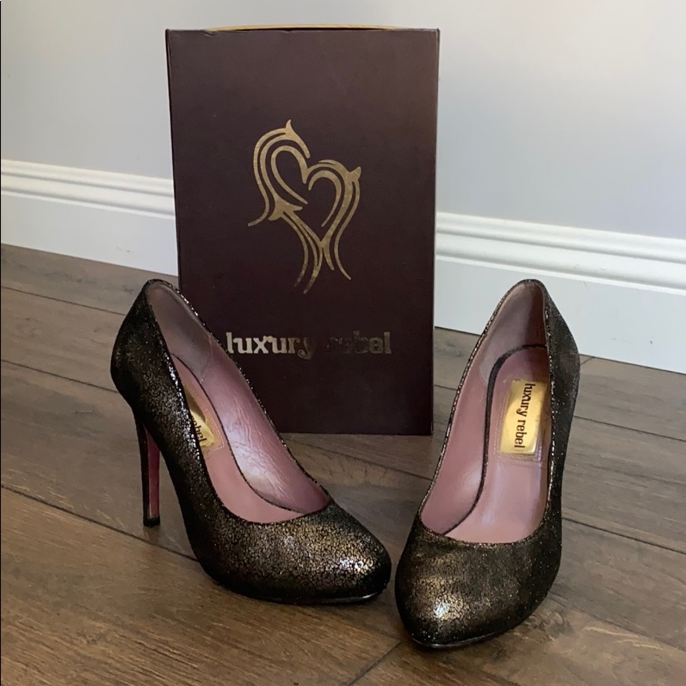 Luxury rebel black gunmetal Lisa heels